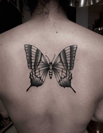 blackwork-tattoo-of-a-butterfly