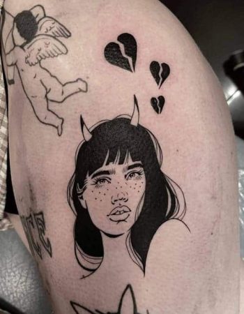 blackwork-tattoo-of-a-girl